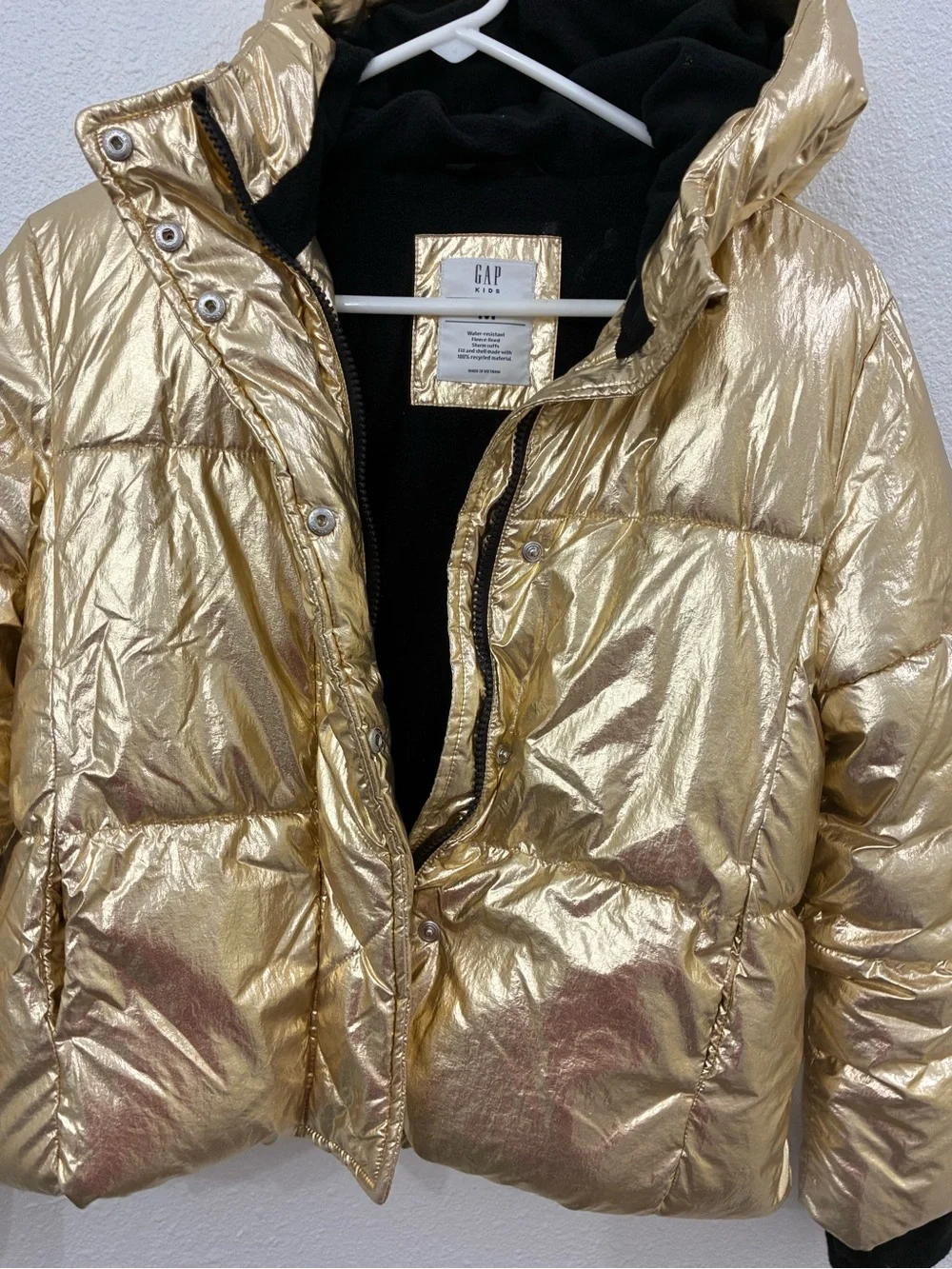 GAP Metallic Gold Puffer Jacket with Hood
